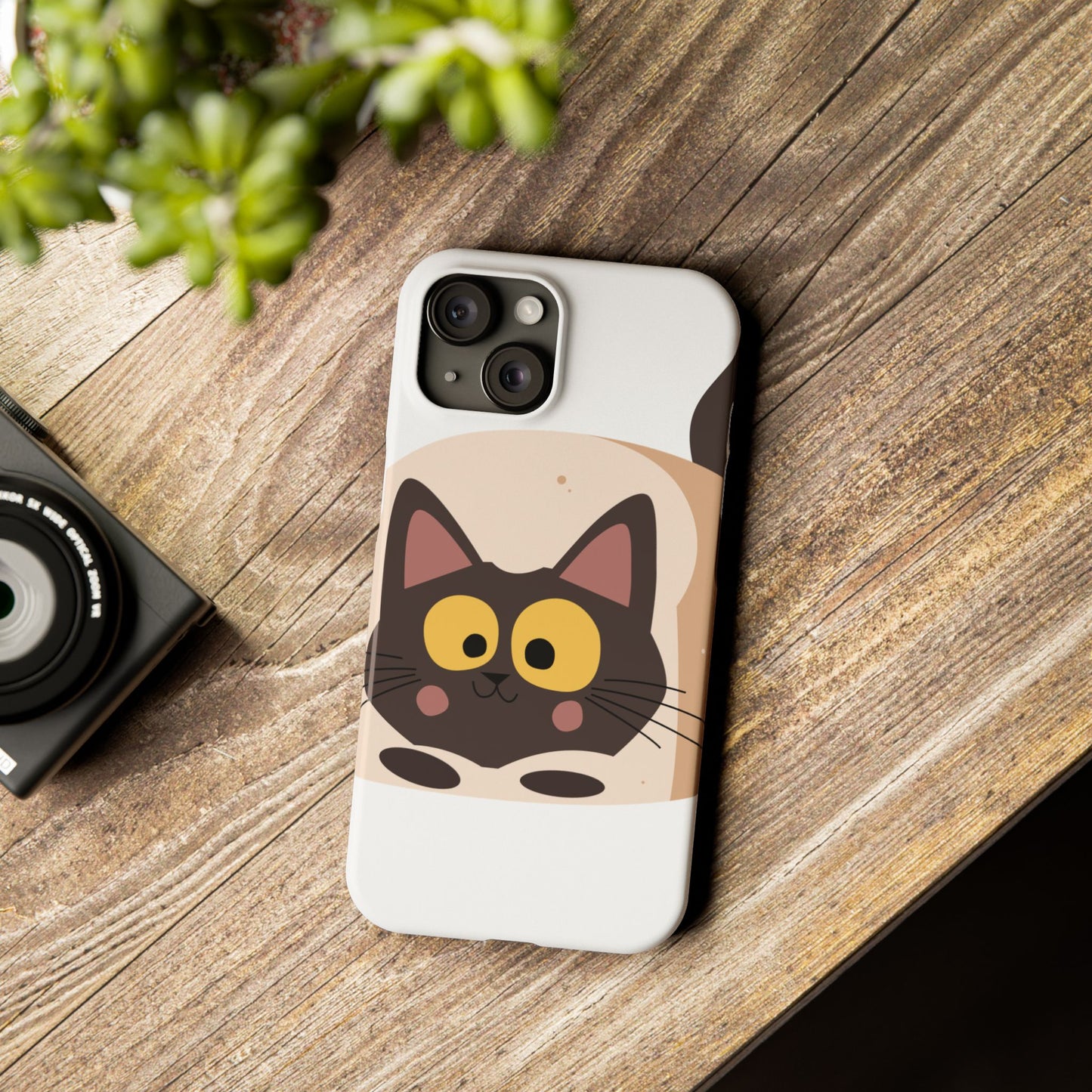 Whimsical Cat Slim Phone Case, Cute Cat Lover Accessory, Animal Design Phone Cover, Gift for Pet Owners, Fun Phone Protector
